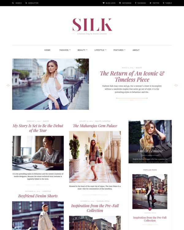Silk a fashion blog WordPress theme