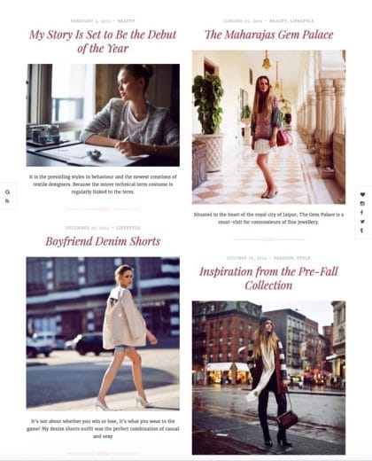 Silk fashion blog WordPress theme tablet view