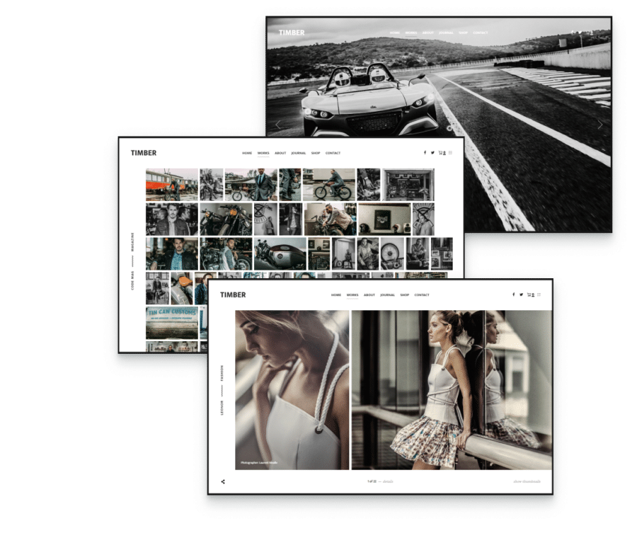 showcase videos, photos, and text with this elegant photography WordPress theme