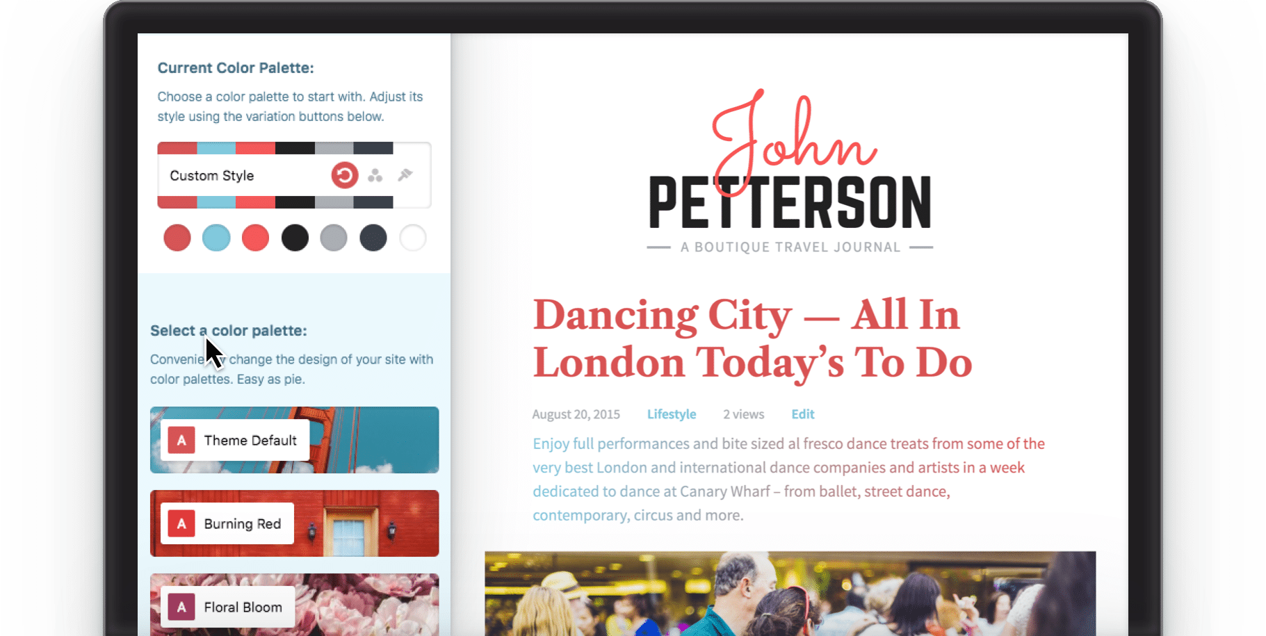 Style manager to change colors and fonts on Jason an editorial WordPress theme