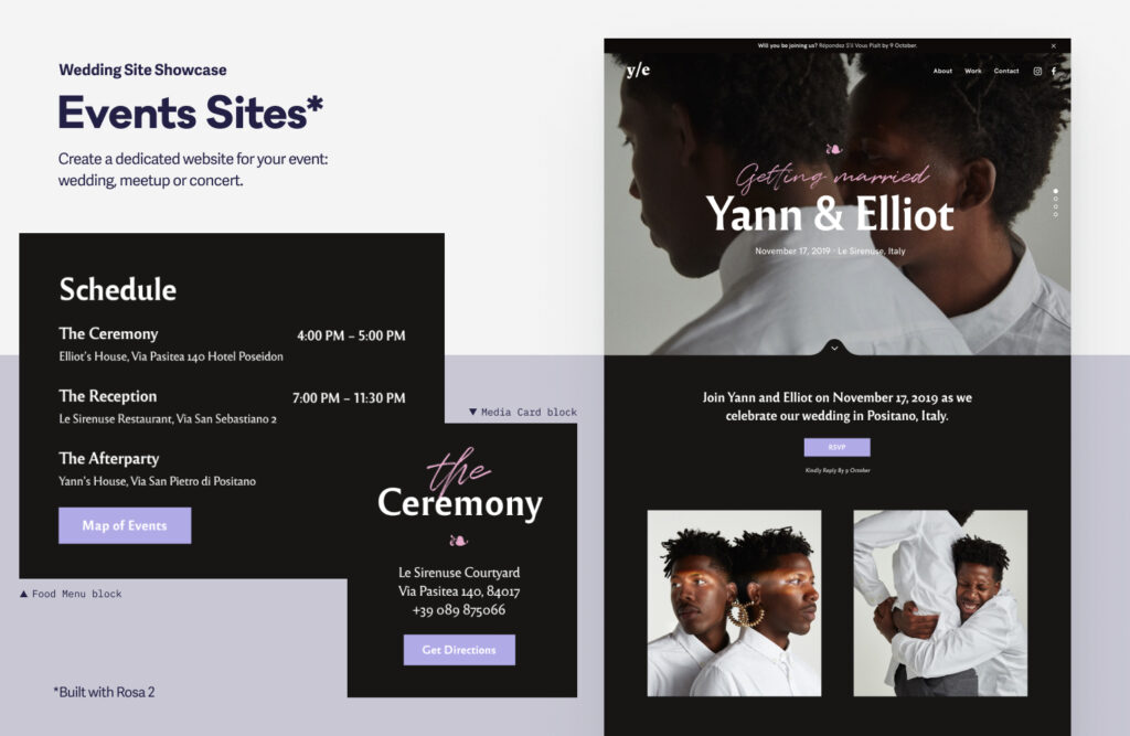 Rosa 2 Website example #2 - for events websites that want to stand out