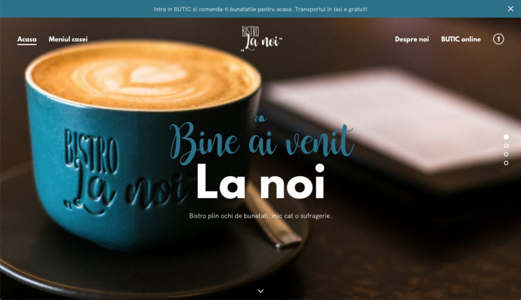 Bistro La Noi's home page on their new website