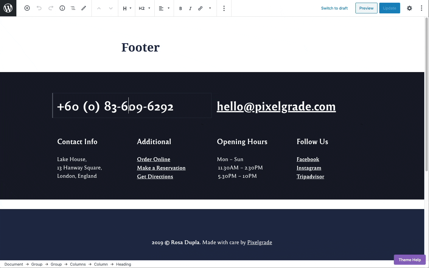Edit footer with Block Navigation