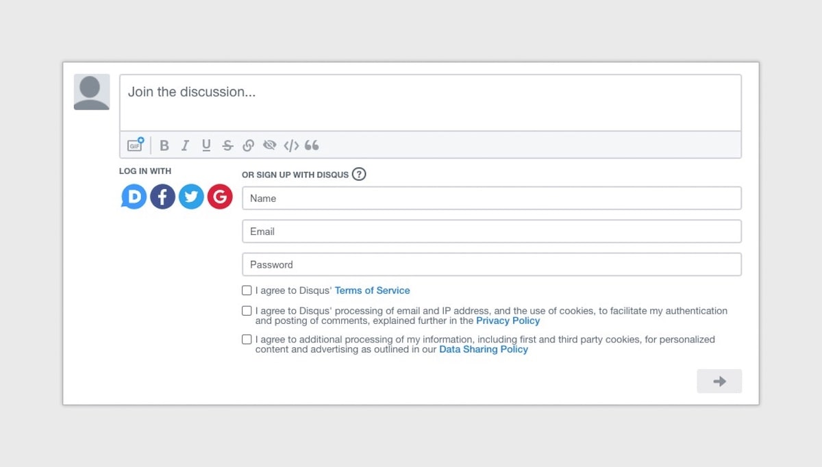 disquis comment form example